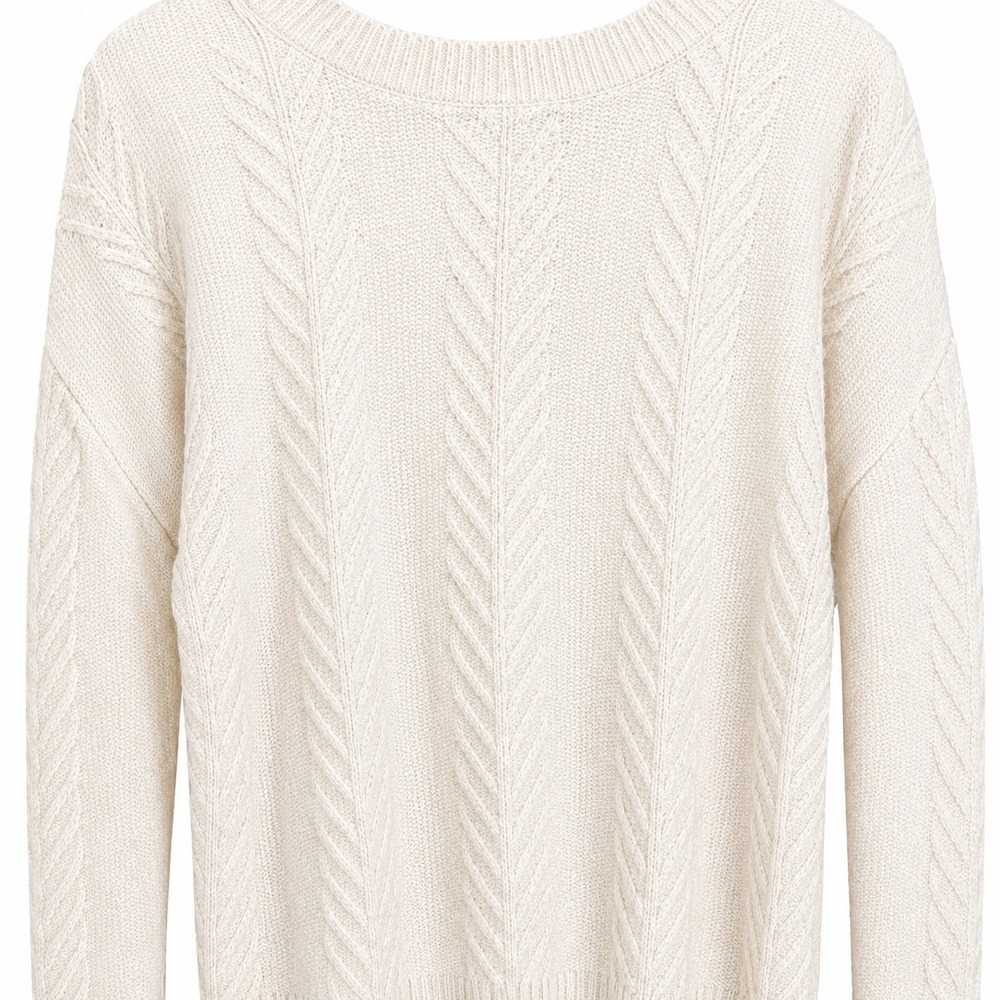 Orvis Cable Knit Sweater XS Cream Cotton Blend Cottagecore Coastal Grandpa - Picture 5 of 5